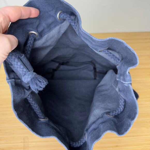 Vintage‎ Nautica Jeans Canvas Bag Blue Denim Big Logo Shoulder Strap Tote Cinch - Picture 3 of 6